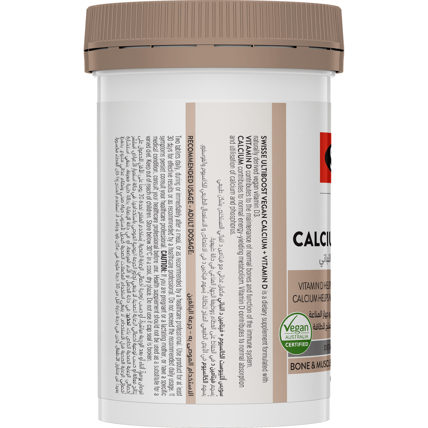 Swisse Vegan Calcium + Vitamin D SA Left Side