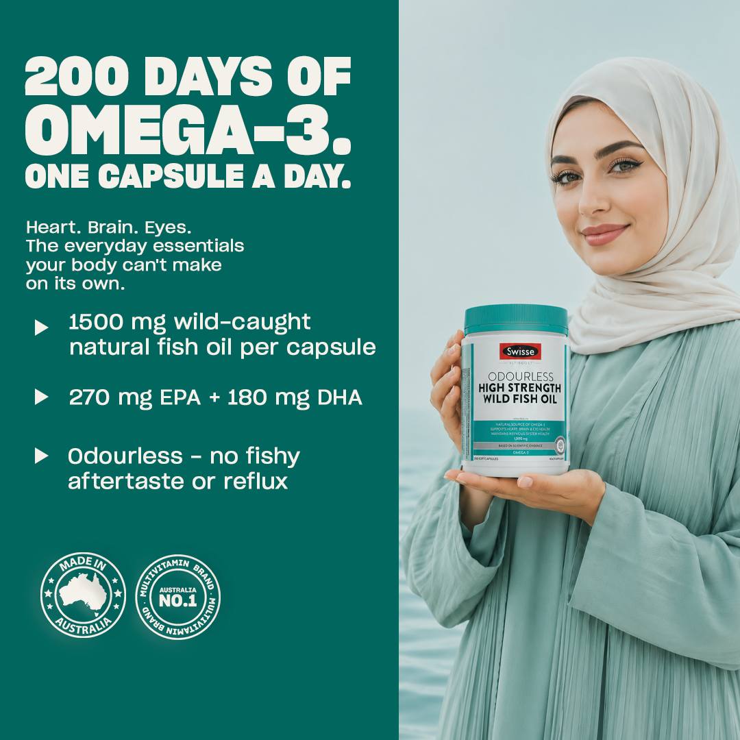 Swisse Ultiboost Odourless High Strength Wild Fish Oil 1500mg