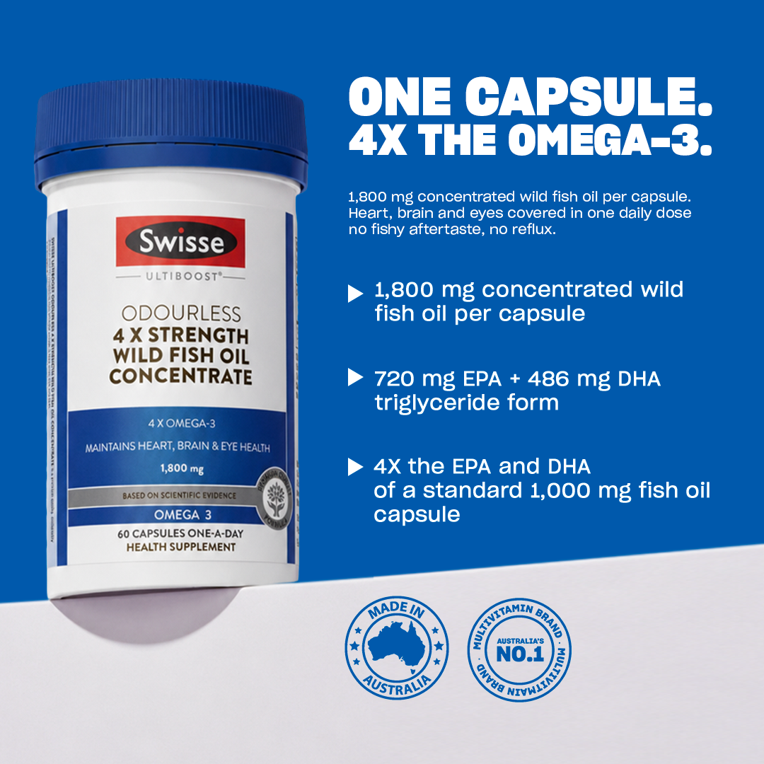 Swisse Ultiboost Odourless 4X Strength Wild Fish Oil Concentrate