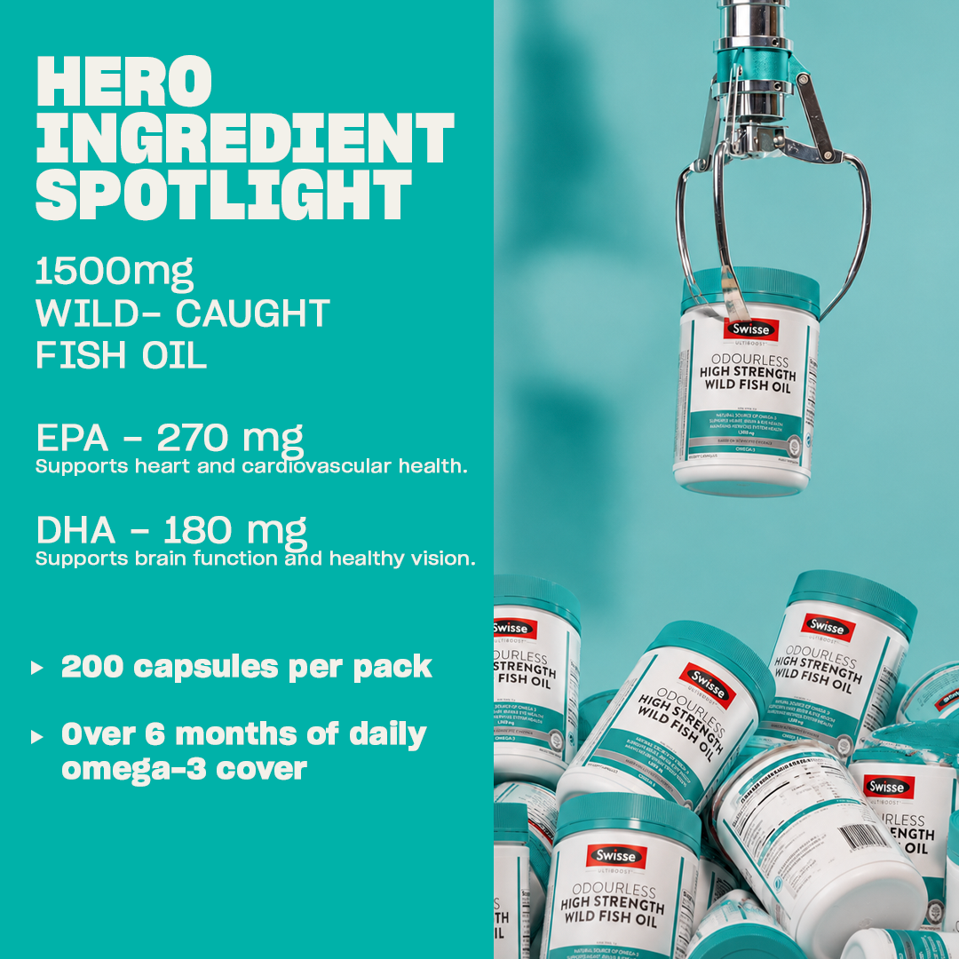 Swisse Ultiboost Odourless High Strength Wild Fish Oil 1500mg