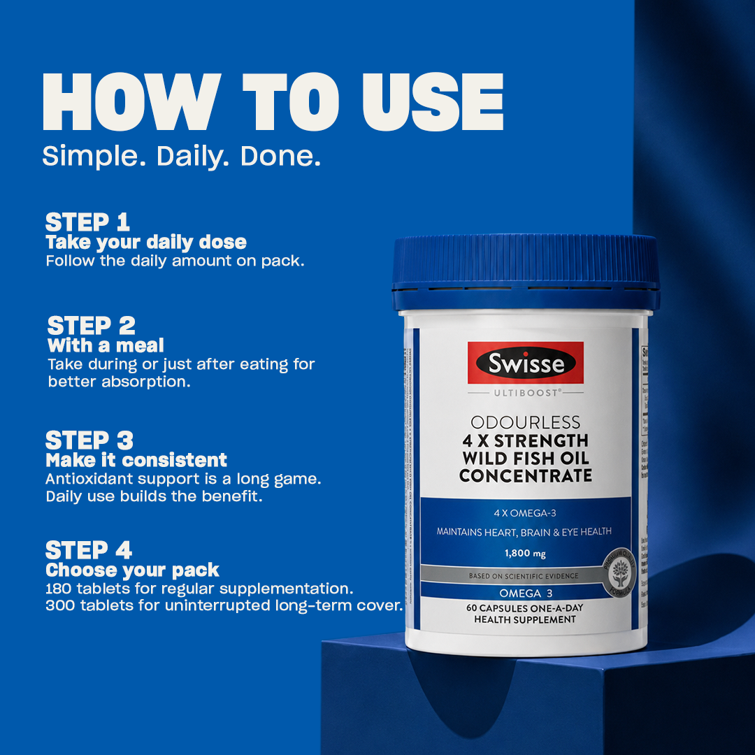 Swisse Ultiboost Odourless 4X Strength Wild Fish Oil Concentrate