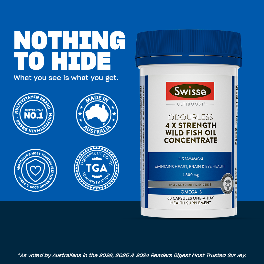 Swisse Ultiboost Odourless 4X Strength Wild Fish Oil Concentrate